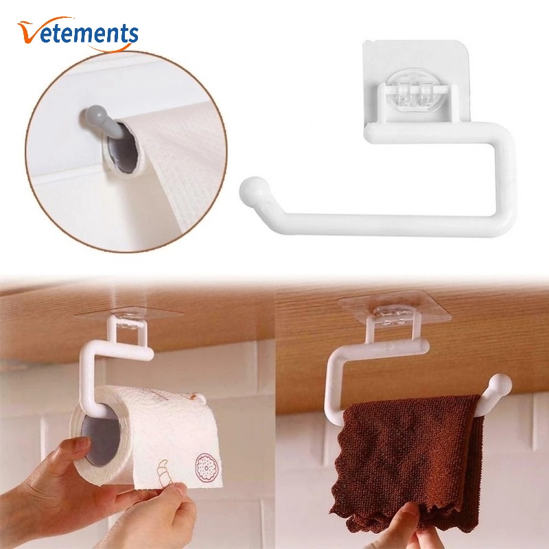 Giá Đỡ Khăn Giấy Cuộn Bằng PP Tự Dính Mạnh 2 Kích Thước Nhỏ Gọn Đa Năng Cho Nhà Tắm/Nhà Bếp