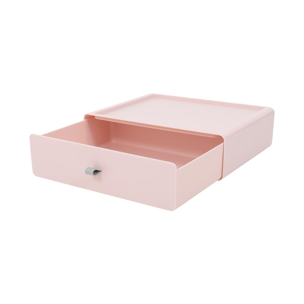 HomeBase ACCO Hộp nhựa dạng ngăn kéo có thể xếp chồng lên nhau thành tủ Size M C8xR26.8xS21cm màu hồng