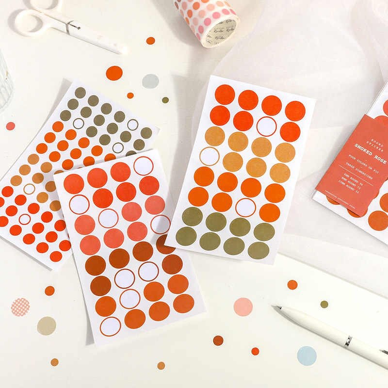 Combo 03 miếng dot sticker dán sổ chấm tròn to nhiều họa tiết dùng dán trang trí sketchbook/ tập vở/ nhật ký - VP029