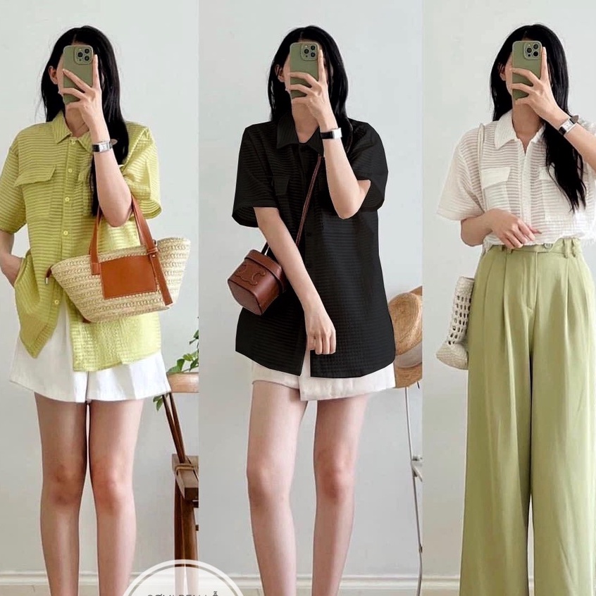 Áo sơ mi nữ ren lỗ bigsize 55-90kg túi hộp siêu xinh