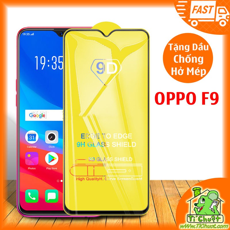 Kính Cường Lực OPPO F9 FULL Màn, FULL KEO Silicon