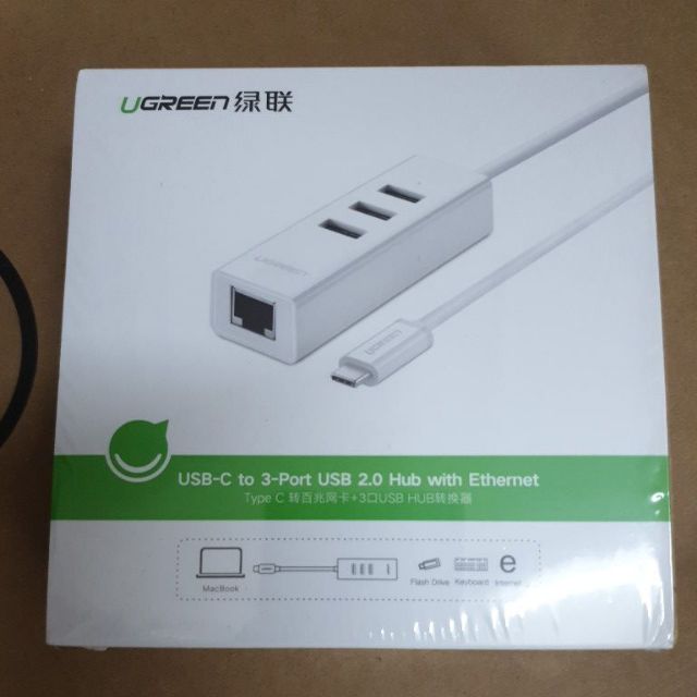 Cáp USB Type C ra 3 cổng USB 2.0 hỗ trợ Lan 10/100Mbps chính hãng Ugreen UG-20792