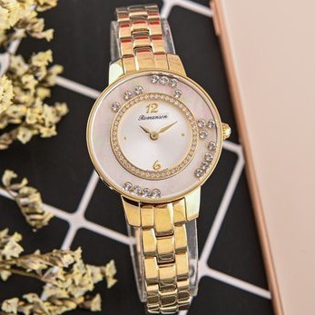 Đồng hồ Romanson Watch RM7A30QLGWH nữ mặt đính đá kính chống xước máy Thụy Sĩ dây thép cao cấp chính hãng