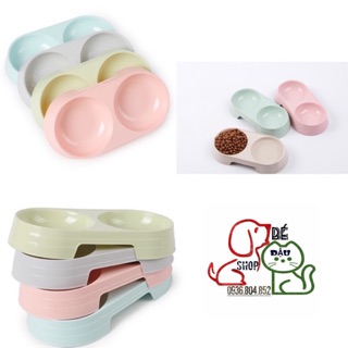 Bát Ăn Đôi BoBo nhựa trơn cho chó mèo