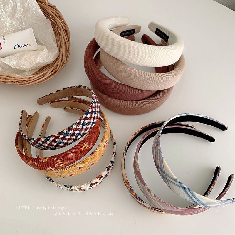 Băng đô cài tóc họa tiết caro đơn giản phong cách Hàn Quốc xinh xắn