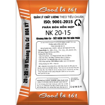 PHÂN BÓN HỖN HỢP 20.20.15 HOA KỲ - KHOÁNG HỮU CƠ - TÚI ZIP 1KG