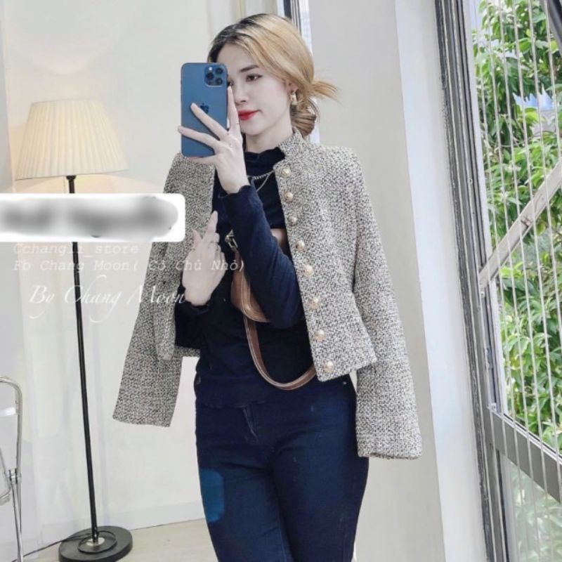 ÁO DẠ  TWEED TIÊU  KHUY ĐỒNG SIÊU HOT 🥰