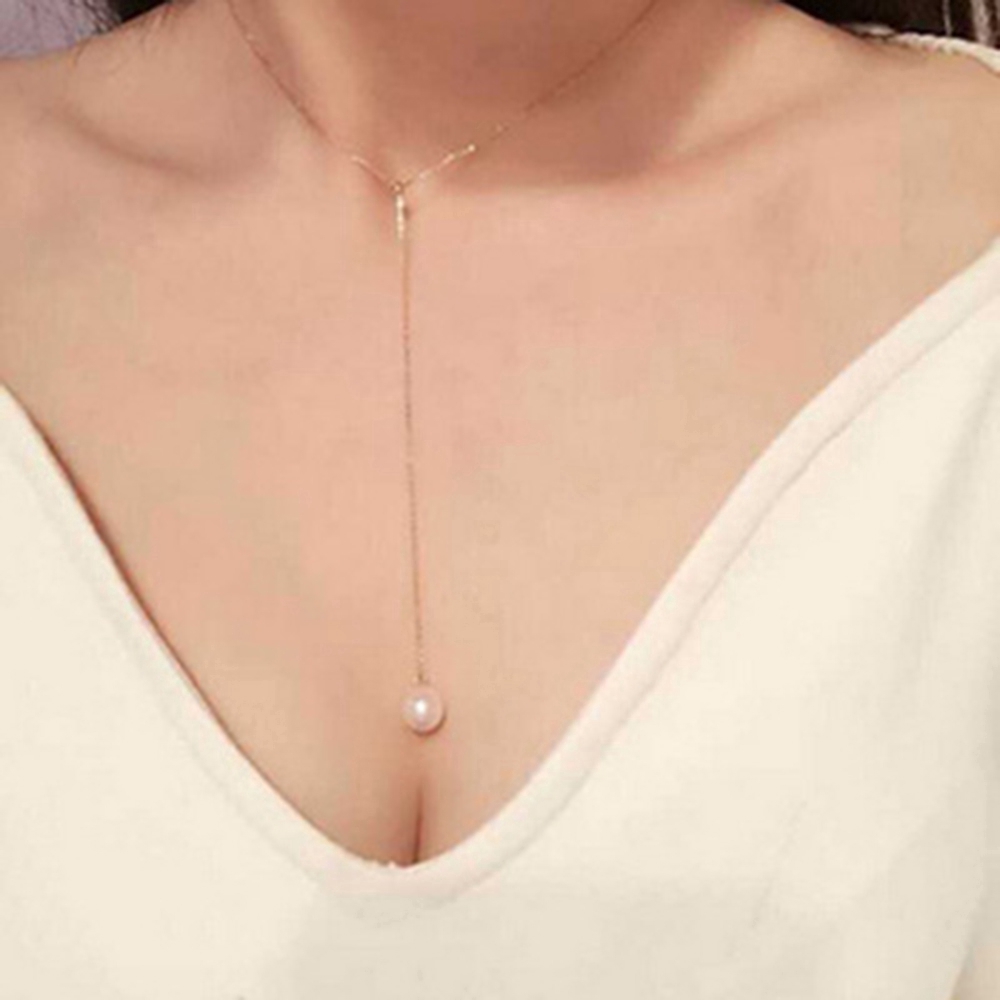 Dây chuyền nữ mặt ngọc trai đơn giản phong cách Hàn Quốc xinh xắn