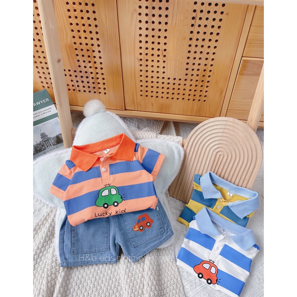 [Video thật] Sét bé trai công tử, áo thun kẻ quần jean phong cách Hàn Quốc cực yêu (8-22kg)