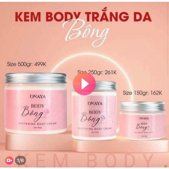 [CHÍNH HÃNG] Kem Body Bông Onaya Dưỡng Da Trắng Sáng, Mịn Màng Sau 7 Ngày.