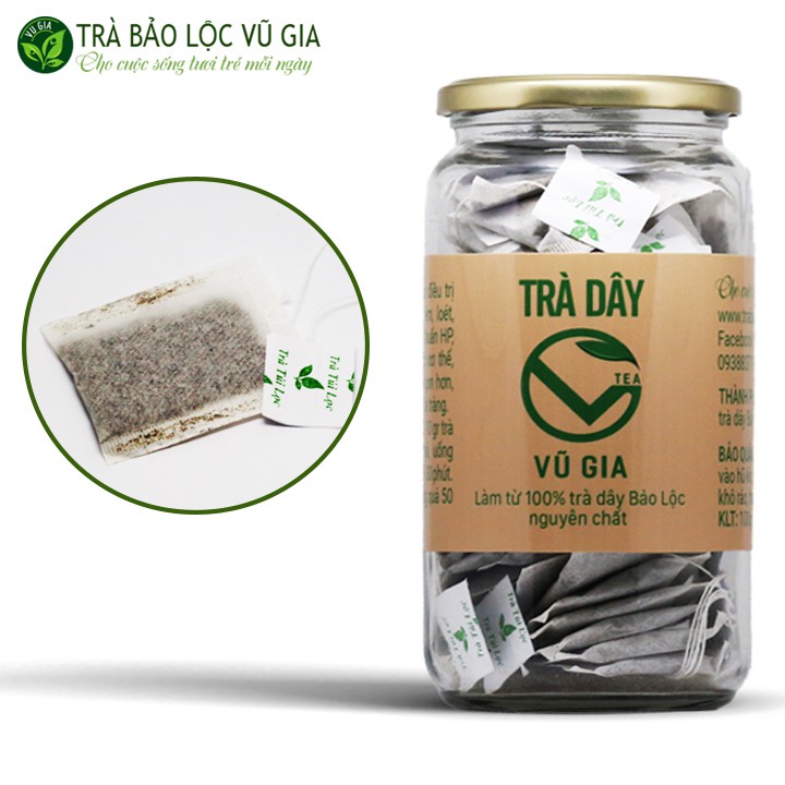 Trà Dây Túi Lọc Nguyên Chất Bảo Lộc Vũ Gia (20 gói/ hũ) - giúp ngủ sâu giấc, hỗ trợ chữa các bệnh về dạ dày