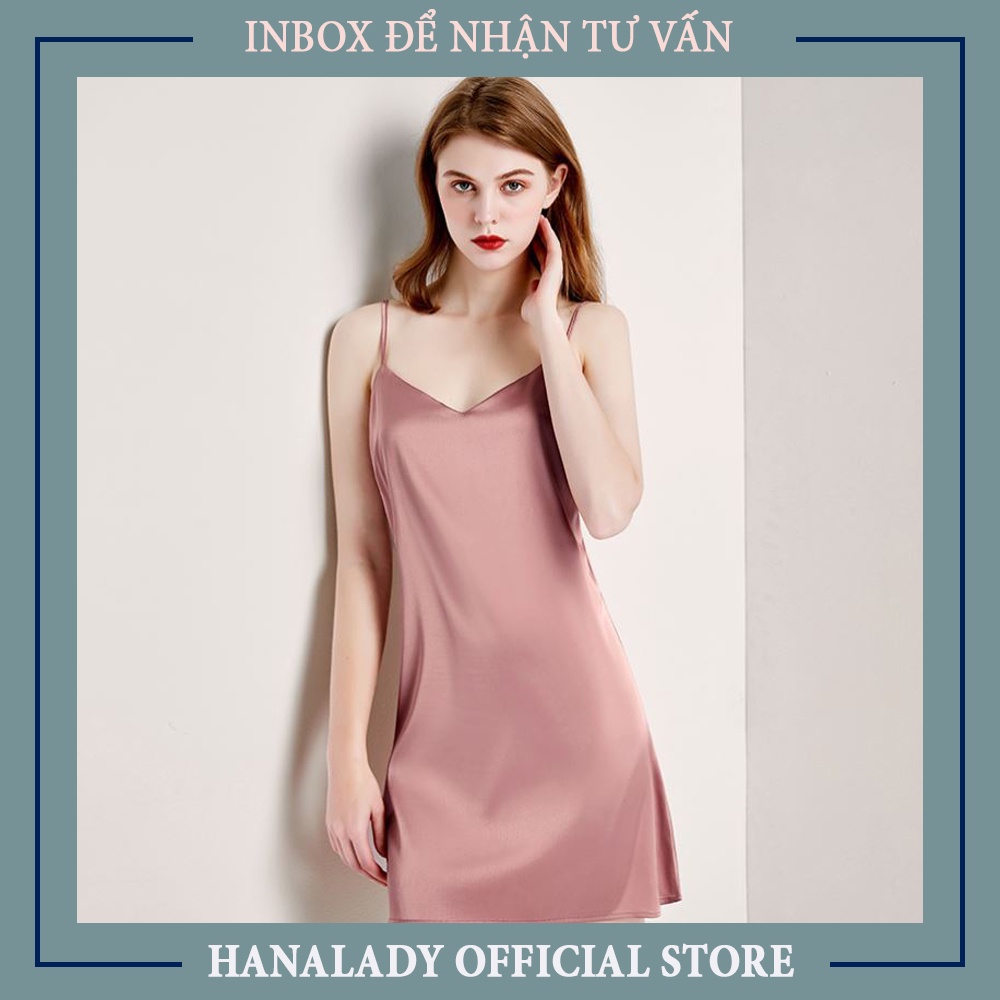Đầm ngủ sexy - Váy ngủ 2 dây lụa cao cấp trơn đơn giản quyến rũ gợi cảm V447