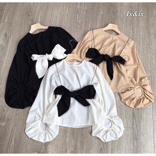 Set áo tay bồng gile nơ buộc