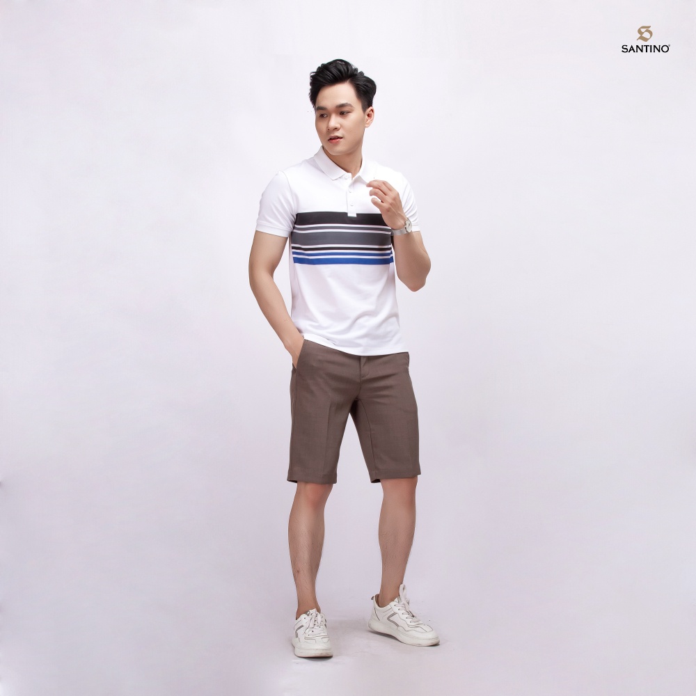 Áo Thun Polo Nam Cá Sấu Santino Phối Ngực Lịch Lãm Chuẩn Form Kháng Khuẩn Chống Nhăn Trẻ Trung E013