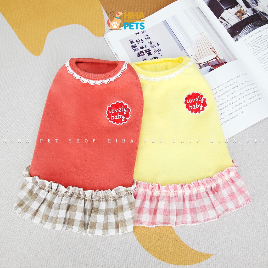 Váy Cho Chó Mèo Vải Thun 100% Cotton Mát Mẻ Quần Áo Thú Cưng Ba Lỗ Mùa Hè Dễ Thương Hihapet.