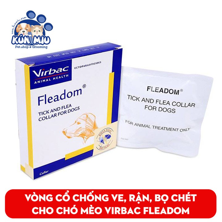 Vòng cổ cho chó mèo chống ve, rận, bọ chét VirBac Fleadom