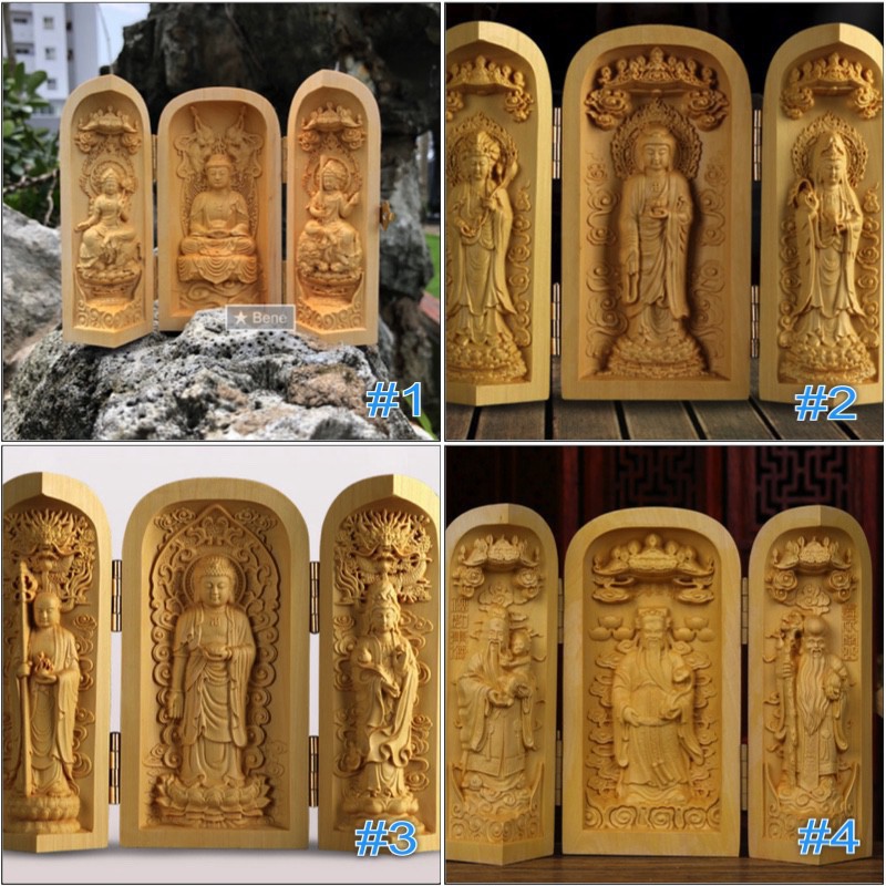 ) Tượng Phật Gỗ A Di Đà, Quan Âm Gỗ Hoàng Dương - TẶNG 1 VÒNG ĐEO TAY
