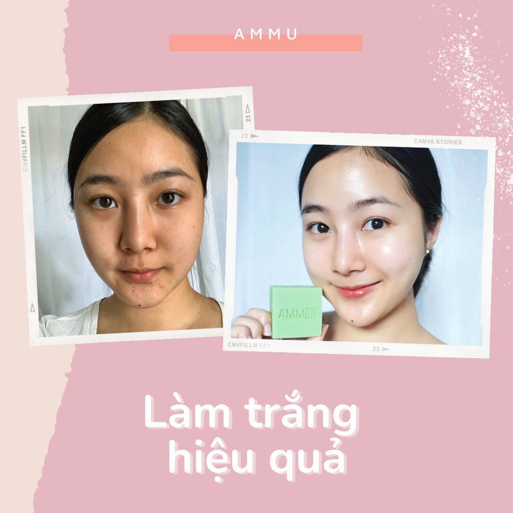 Xà phòng tắm rửa mặt trắng da AMMU Acne Apple Thái Lan 65g dùng cho da mụn lưng chiết xuất táo xanh thiên nhiên