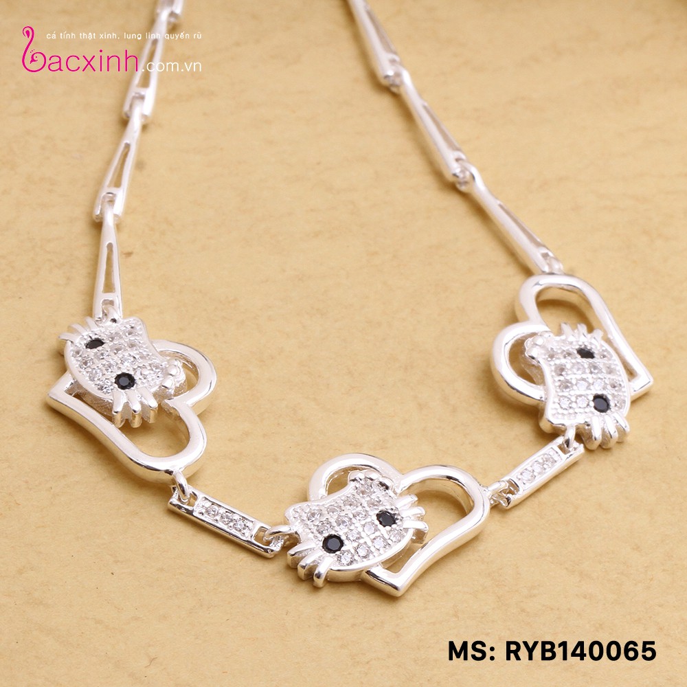 Lắc tay bạc Ý Bạc xinh Huệ Ngân - Mèo con đáng yêu RYB140065