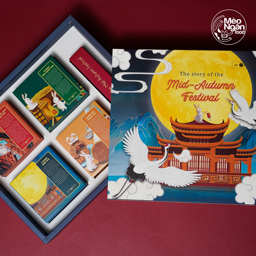 Hộp bánh trung thu "Truyền thuyết đêm trăng" Mèo Ngắn food tặng kèm dao dĩa
