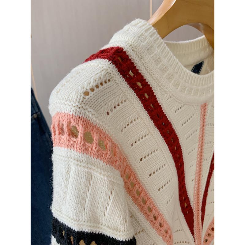 Áo Sweater Dệt Kim Tay Dài Cổ Tròn Kẻ Sọc Nhiều Màu Thời Trang Mùa Thu Cho Nữ