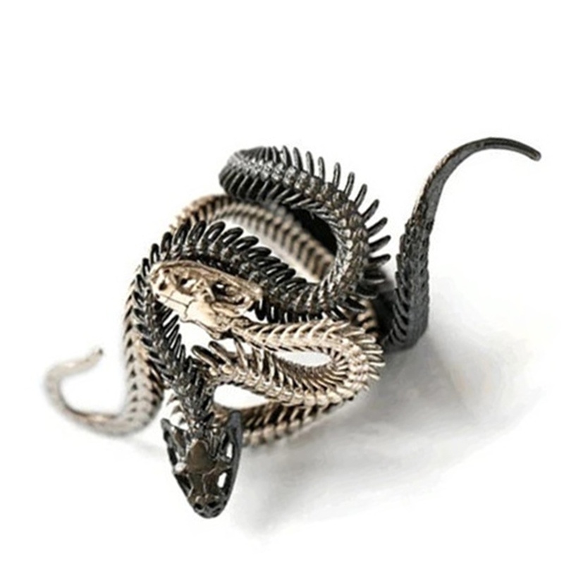 San * Nhẫn Hình Xương Rắn Kết Hợp Có Thể Điều Chỉnh Thời Trang Cổ Điển Cho Cặp Đôi