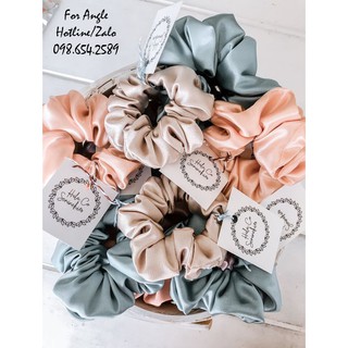 Dây buộc tóc, cột tóc scrunchies hoa quả dễ thương, trơn, kẻ đủ loại