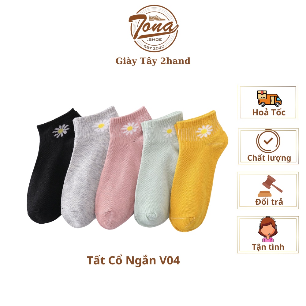 [Tonashoe] Tất Cổ Ngắn Hoạ Tiết Cúc V04