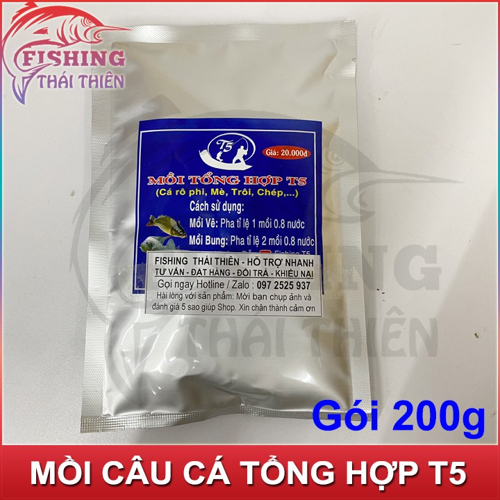 Mồi câu cá tổng hợp T5 câu cá rô phi, mè, trôi, chép, tra,...