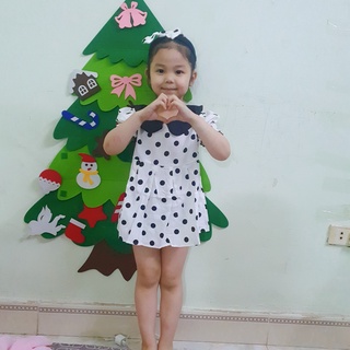 [CHẤM BI] Set áo váy quần chip cho bé gái chất thô lụa mềm mát (5-15kg)
