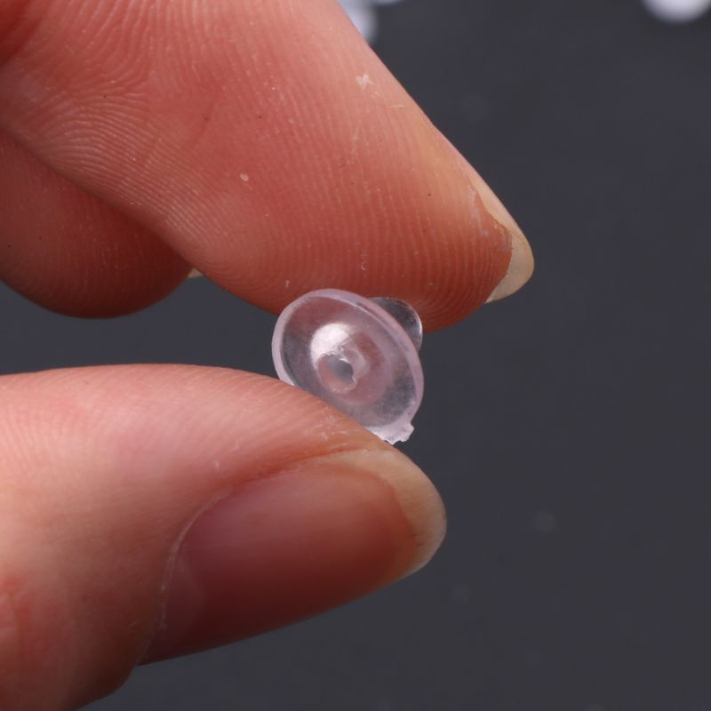 Bộ 100 Đệm Kẹp Bông Tai Bằng Cao Su Silicon Mềm Trong Suốt Chống Trơn