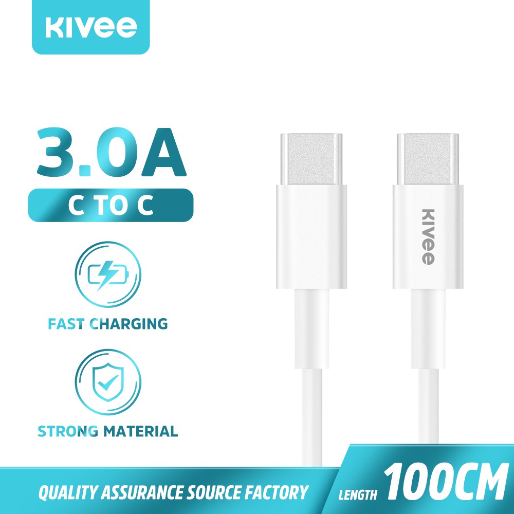 【PD 60W】Cáp sạc nhanh 2 đầu Type C KIVEE CT209 3.0A PD 60W Type C to Type C Samsung Galaxy S10 S9 Xiaomi Redmi Plus