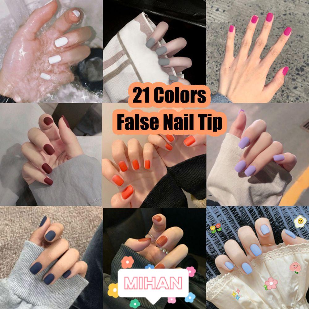 MIHAN1 24pcs/Box Press On Nails Wearable Artificial Nail Tips Matte Short Square Head False Nails Detachable Women Fashion Manicure Tool Full Cover Fake Nails