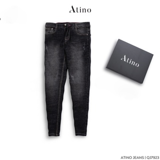Quần Jean Nam Đen Cào ATINO Chất Liệu Jean Pha Spandex Form Slim-Fit QJ7923