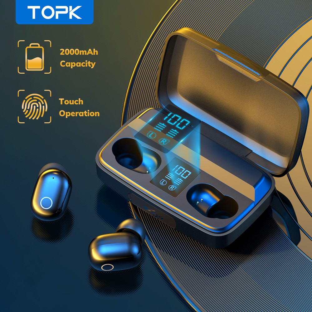 Tai Nghe TOPK T10 TWS Dạng Nhét Tai Kết Nối Bluetooth Không Dây Tích Hợp Micro Âm Thanh Sống Động Chất Lượng Cao