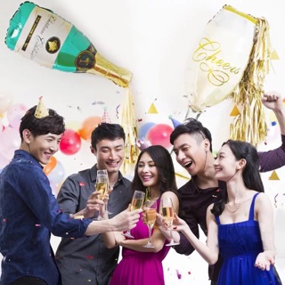 Bộ bóng ly chai rượu Champagne big size mừng giáng sinh & năm mới