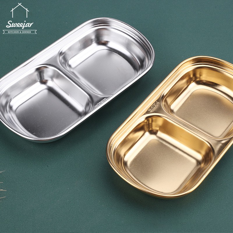 Hũ Ngọt Đĩa Chia Nước Sốt Bằng Inox Đĩa Đĩa Bên, Lẩu BBQ Hàn Quốc, Khay Nhúng Gia Vị