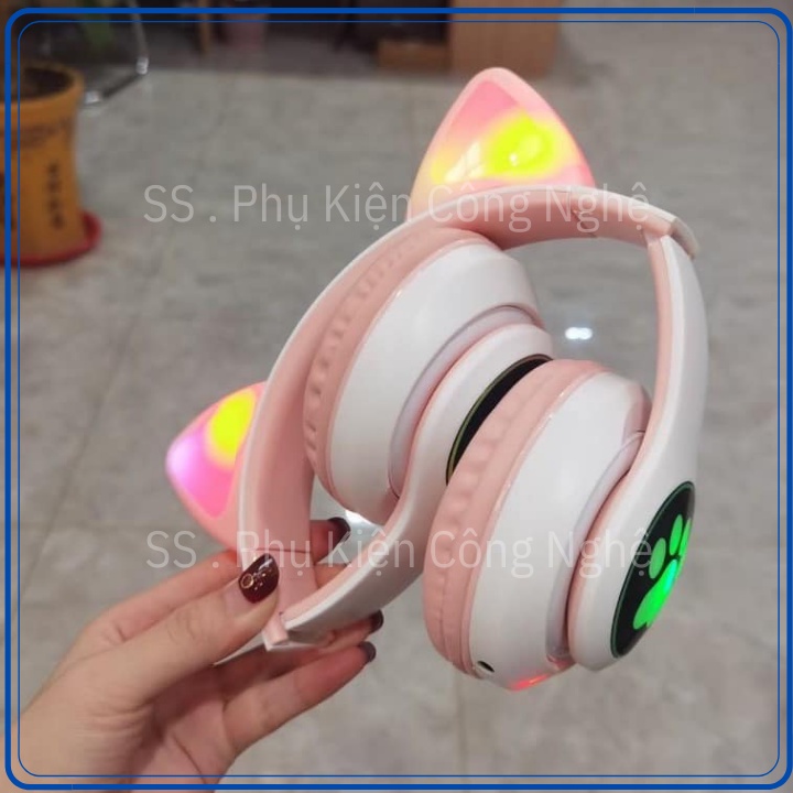 Tai nghe mèo bluetooth ,tai nghe chụp tai,headphone  có mic âm bass hay mạnh  sử dụng được 10h  bảo hành 6 tháng