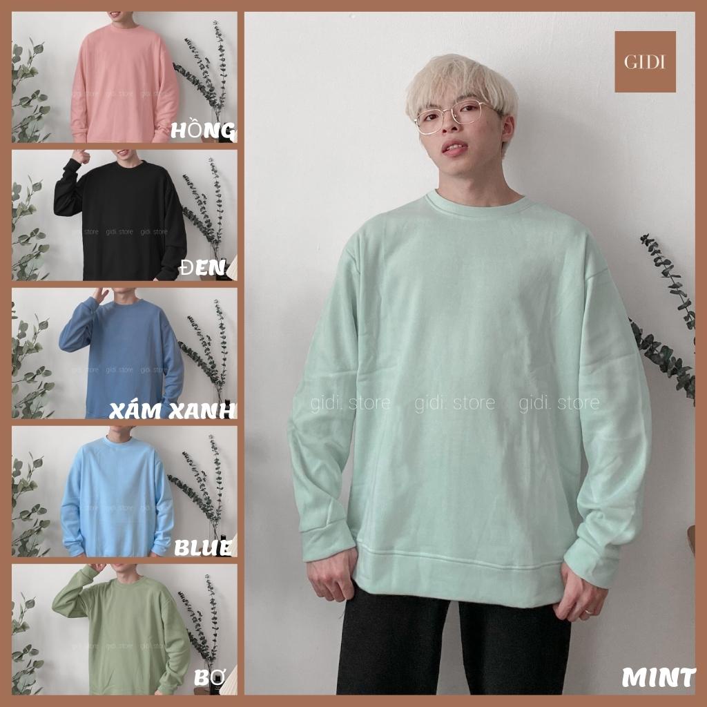 Áo Sweater Basic Thu Đông Nam Nữ Unisex - áo vải nỉ bông trơn tay dài dày dặn, mềm mịn kiểu OVERSIZE hot TREND form rộng