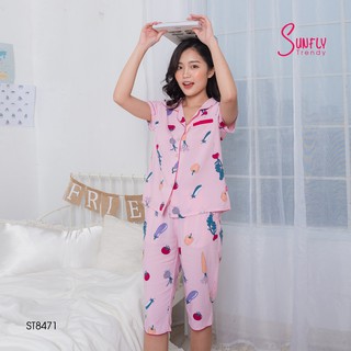 Bộ đồ lanh mặc nhà sunfly xuân hè st8471