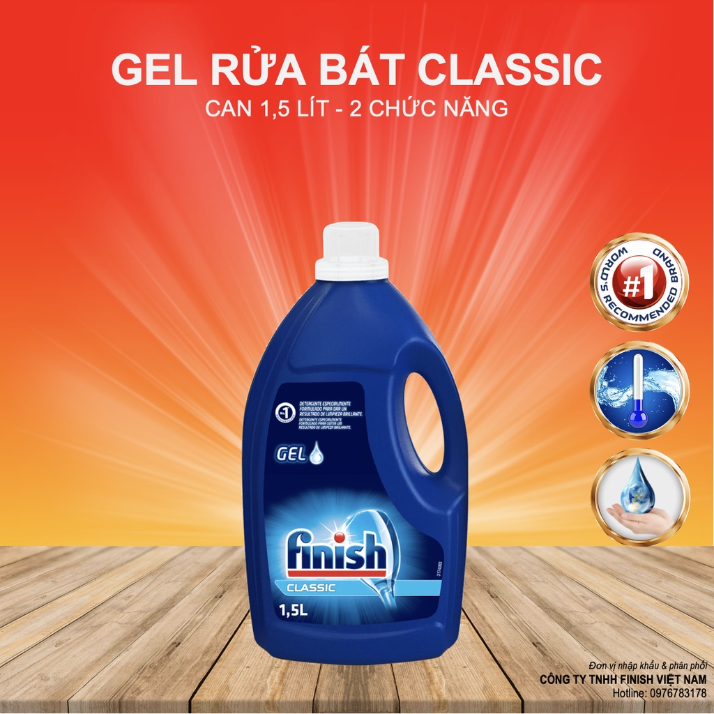 Gel Rửa Chén Finish Classic Dòng Sản Phẩm Phổ Thông Rửa Sạch Và Tiết Kiệm Nhập Khẩu Châu Âu Chính Hãng Chai 1,5l