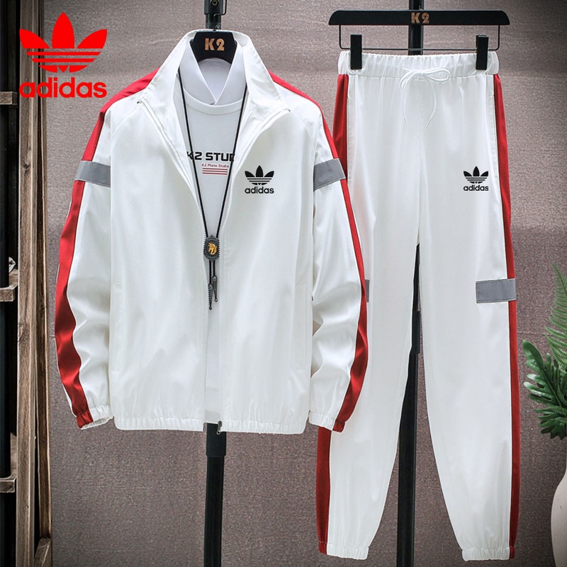 Set đồ thể thao Adidas gồm áo khoác chống gió và quần dài thời trang cho nam và nữ
