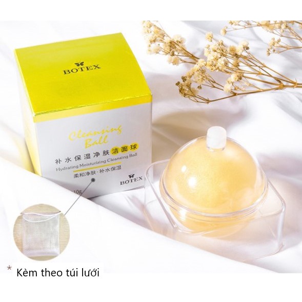 Bóng Xà Phòng Rửa Mặt BOTEX Vàng Nano 24K Làm Sạch Dưỡng Ẩm Kèm Túi Lưới 110g (BT26)