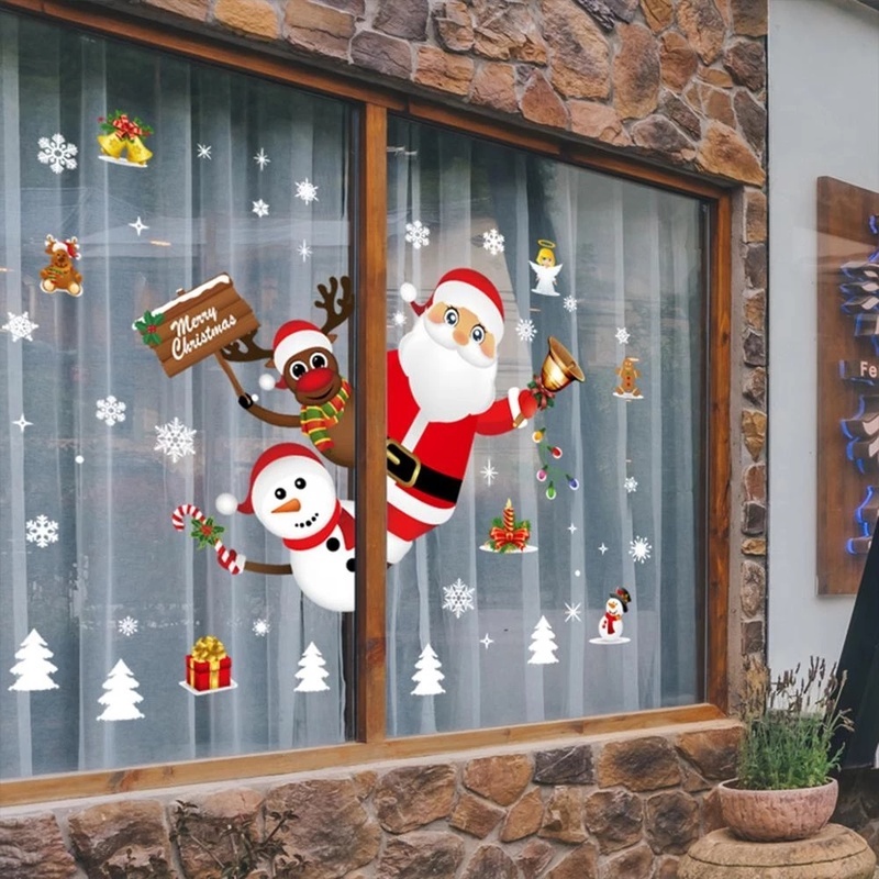 Miếng dán họa tiết ông già noel/ người tuyết dễ thương trang trí cho Giáng Sinh