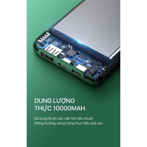 Pin sạc dự phòng Power Bank ROBOT RT180 siêu mỏng 1 Output USB &amp; 2 Input Micro - Type C - Bảo hành chính hãng