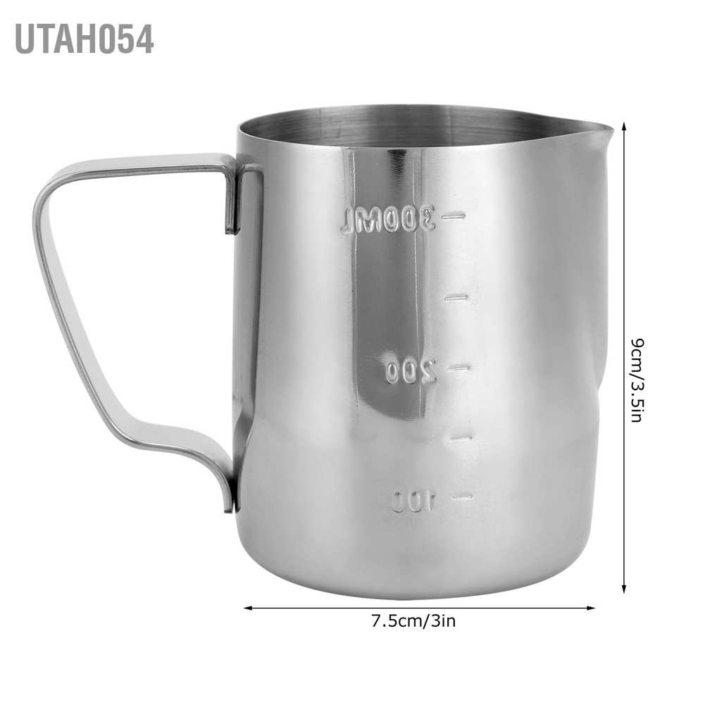 Hàng HOT Sữa xoáy nước dày bằng thép không gỉ cà phê latte craft cup nghệ thuật với đôi quy mô Ca đánh sữa inox (có vạch chia) 350ml - 600ml - 1000ml【Utah054】