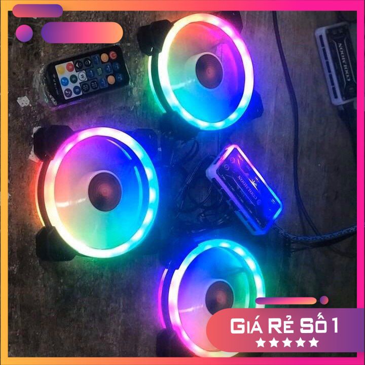 Quạt tản nhiệt Fan Coolmoon V2 RGB 16 triệu màu kèm 366 Hiệu ứng màu - Làm mát Case - Đồng bộ qua hub Coolmoon