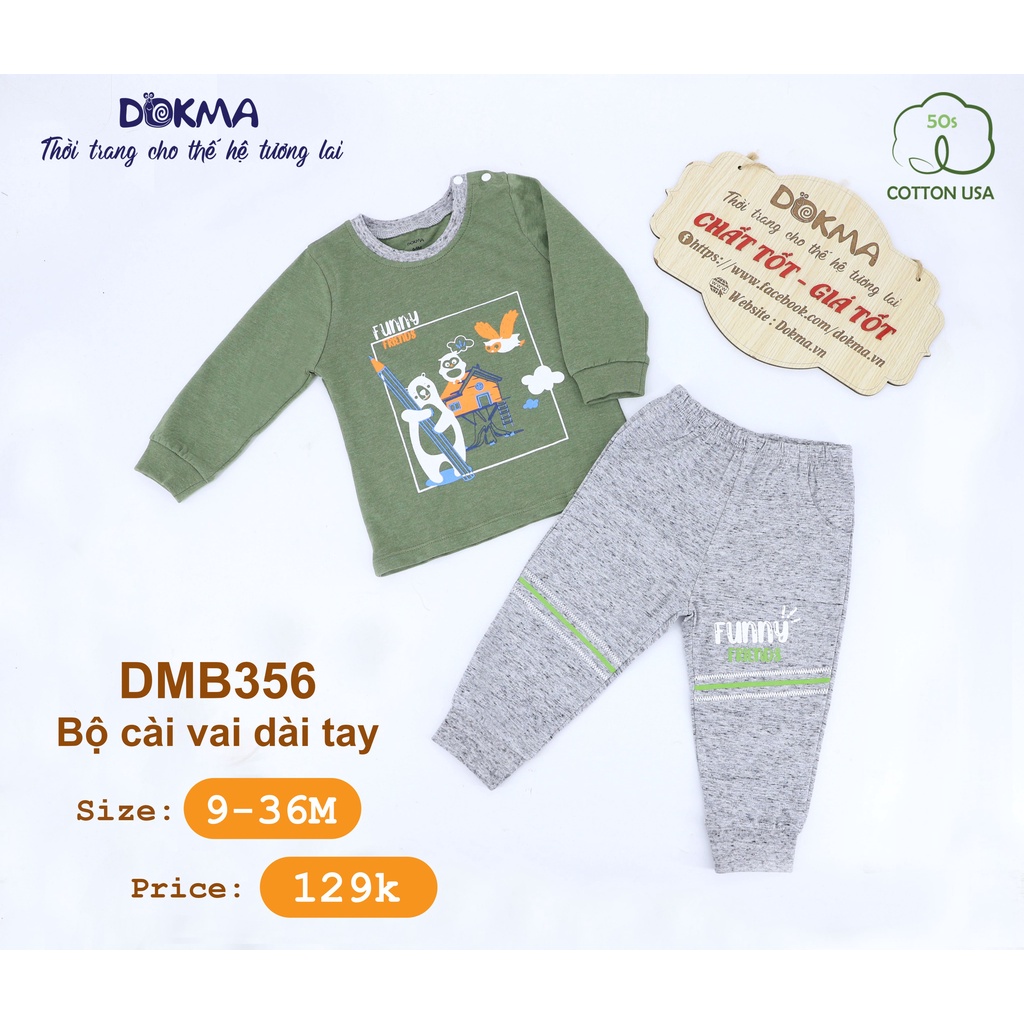 Bộ dài tay cài vai cotton Dokma