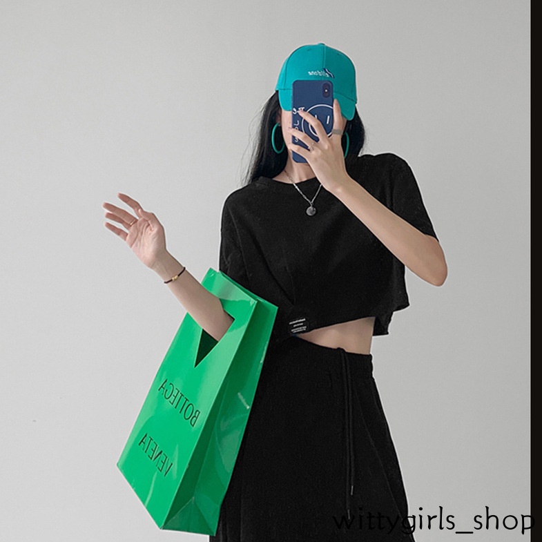 Wittygirls-áo Thun Croptop Tay Ngắn Dáng Rộng Thời Trang Mùa Hè Cho Nữ