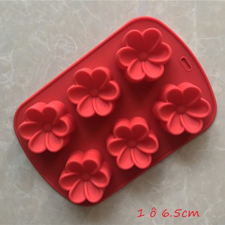 HCM - Khuôn silicon hoa sứ nướng bánh mini làm rau câu pudding 6 ô